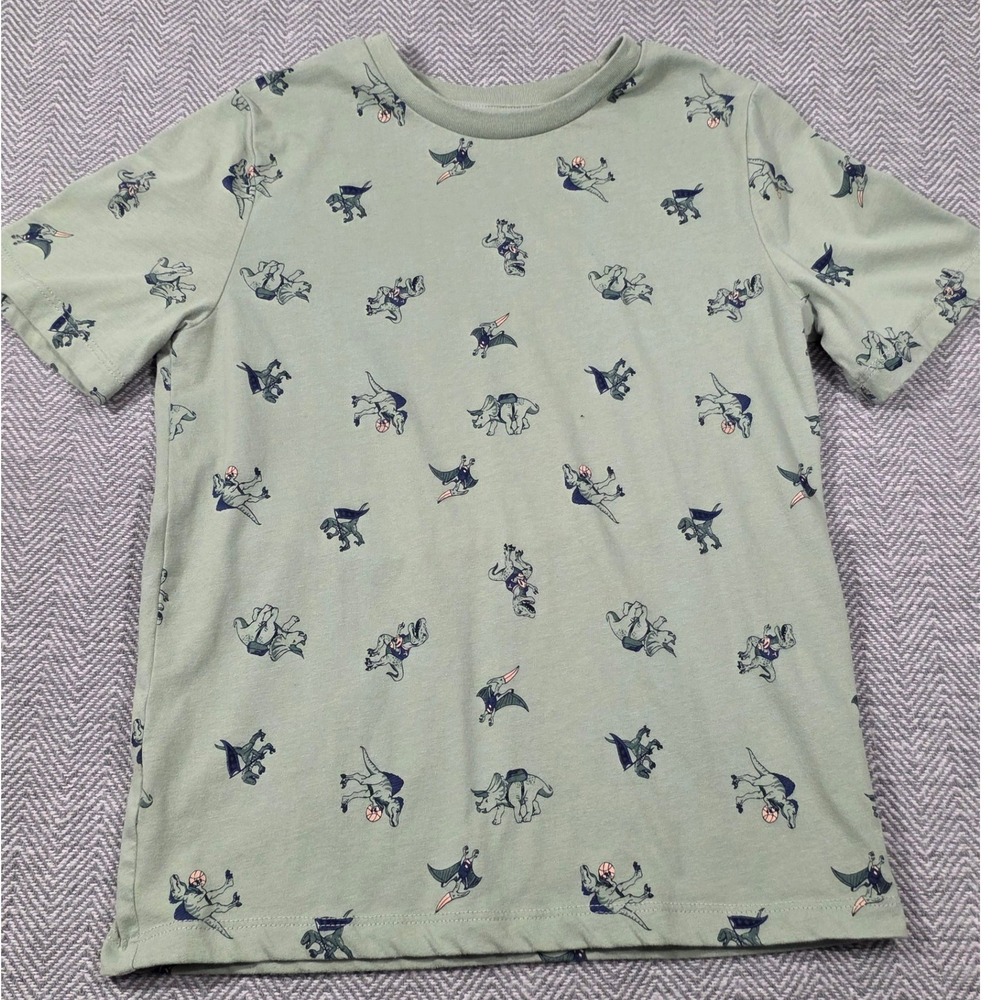 365 Kids Garanimals Boys Sage Green Dinosaur Basketball Graphic T-Shirt Size 10